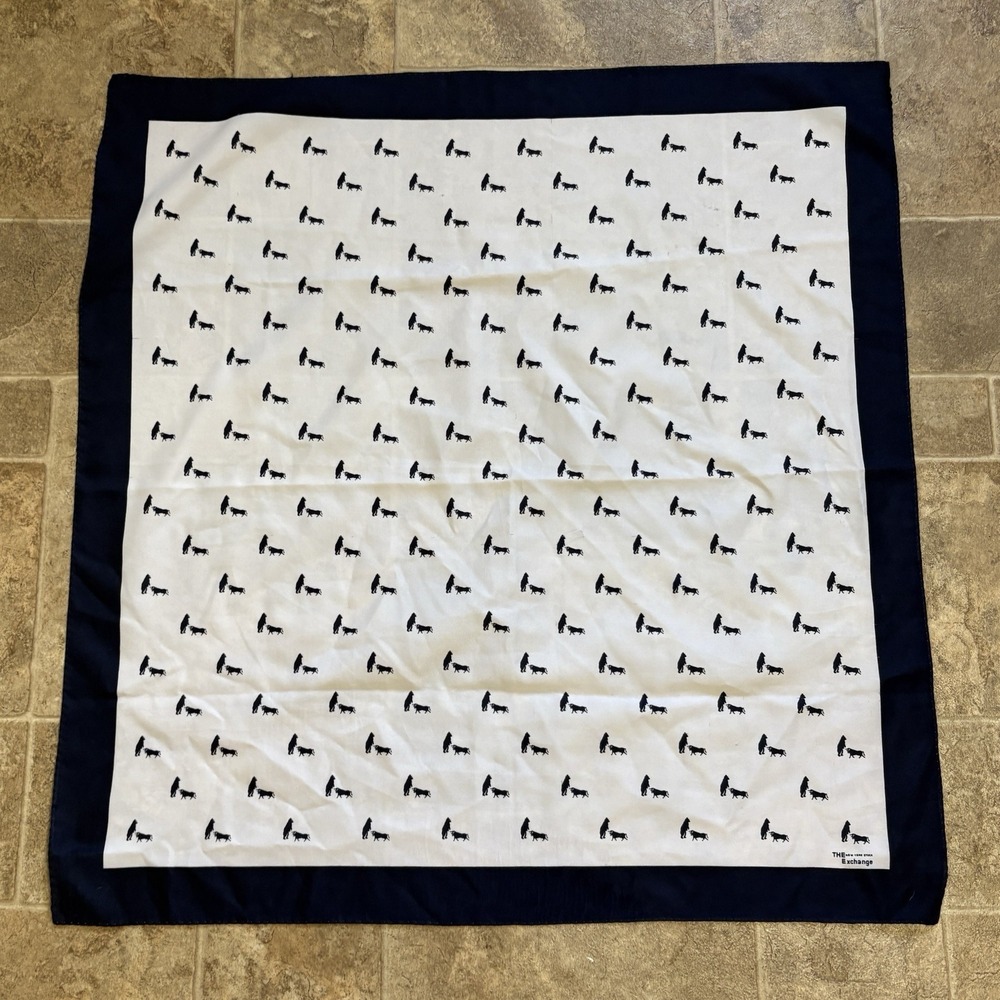 The New York Stock Exchange Square Fashion Scarf  29x30.5" Bear Bull Navy White
